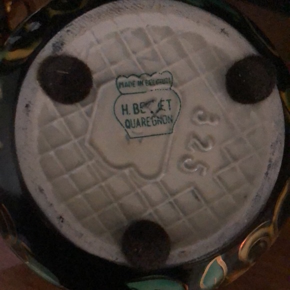 Antique H. Bequet Quaregnon Belgian set of 2 Art Nouveau Handpainted Gil… - Picture 8 of 9